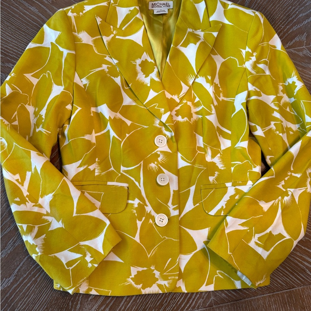 Michael Kors Women's Yellow Floral Jacket